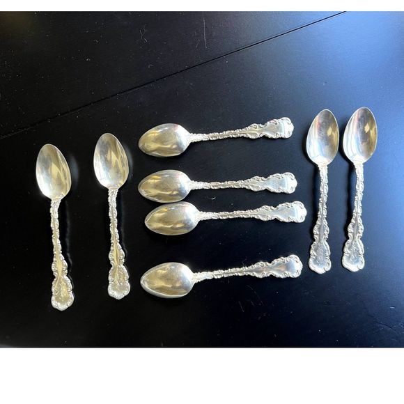 Vintage Antique Louis XV Pattern by Whiting sterling silver spoons, 8 spoons - Picture 1 of 3
